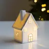 Decoración Navideña Estilo Escandinavo Casa Luminosa de Cerámica Adornos de Escritorio Adornos de Escena Festiva Regalos de Navidad