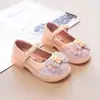 Zapatos de Cuero para Niñas Zapatos Casuales de Princesa Verano 2025 Nuevos Zapatos de Cristal Elsa Suela Suave Zapatos Mary Jane de Perla para Niña