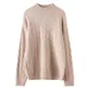 Suéter Feminino de Cashmere Gola Alta Meia-alta Outono e Inverno Malha Grossa de Cashmere Trançada