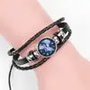 Pulsera Europea y Americana Nueva de las 12 Constelaciones Pulsera Tejida de Cuerda de Cuero Retro Estilo Coreano para Hombre Pulsera de Moda para Estudiantes para Mujer Regalo