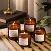 100g Vela Perfumada Marrom em Copo de Vidro à Prova de Luz Castiçal de Vidro Garrafa Vazia com Tampa Decoração Garrafa de Aromaterapia Garrafa Vazia