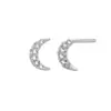 Mini pendientes de botón con forma de C y microincrustaciones transfronterizas, plata de ley S925, circonitas de color, pendientes pequeños y sencillos en forma de media luna, venta al por mayor