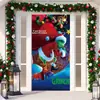 Decoración de Cubierta de Puerta de Navidad Tela Colgante Monstruo Peludo Verde Cubierta de Puerta Grinch Cortina de Puerta Grinch de Navidad Tapiz de Año Nuevo Juego de Puerta Fondo