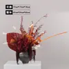 Novo vaso de flores de cerâmica estilo chinês, ornamento de flor vermelha, sala modelo, escritório de vendas de hotel, clube, decoração suave de entrada.