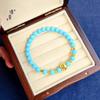 Jin Yan 24k Ouro Brilhante Bolas de Turquesa Contas de Ouro Bing Pulseira Feminina Estilo Avançado Pulseira de Luxo Leve Nicho Combinação