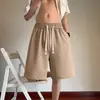 Shorts Jacquard Liso Cor Sólida Estilo Coreano Ins Novo Tendência Verão Calça Casual Esportiva Elástica Versátil Solta Calça de Cinco Pontos
