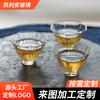 Xícara de Chá de Vidro Jogo de Chá Mestre Kung Fu Japonês Xícara Pétala Folha de Ginkgo Transparente Copo Único Atacado Jogo de Chá Martelado Feito à Mão