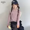 Camiseta YOJIA para Niñas 2026 Otoño Nueva Sudadera con Capucha Casual de Manga Larga Top Casual Infantil para Niños Mayores