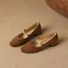 Zapatos Mary Jane Cuadrados Retro Franceses Dorados con Cadena, Talla Grande, para Mujer, Nuevo Estilo Primavera, Cuadrados Versátiles, Tacón Grueso, Zapatos de Salón