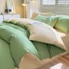 Classe A Lençol de Cama de Algodão Lavado Conjunto de Quatro Peças Estilo Nórdico Cor Sólida Estilo Duplo Ins-style Estudante Dormitório Capa de Colcha Capa de Cama