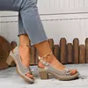Comércio Exterior 2026 Outono Novas Sandálias Femininas de Salto Anabela com Solado Grosso Sandálias de Salto Anabela Peep-Toe Plus Size Transfronteiriças