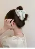 Pinza para el pelo triangular de encaje a cuadros estilo coreano para mujer, Pasador de primavera y verano para recogidos en la parte trasera de la cabeza, Pinza para el pelo dulce y versátil