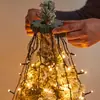 Nova Luz de Topo de Árvore em Anel LED Luz de Árvore de Natal Baixa Tensão Estrela de Cinco Pontas Cascata Pendurada na Árvore Água Luz de Fio LED de Natal