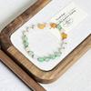 Pulseira de Cristal para Cabelo Colorida com Pérola Natural de Água Doce, Pulseira de Titânio com Cristal Amarelo Tianshan Bamboo para Mulheres