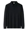Camisa polo de color liso con manga larga y cuello camisero, serie plateada, producto premium de alta suavidad, estilo para hombre, color liso, se puede imprimir con texto