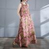 Vestido bohemio de verano 2025, nuevo, de talla grande, sin mangas, cuello redondo, estampado.