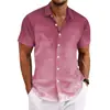 Camisa masculina casual de manga curta com estampa listrada, para o mercado transfronteiriço da Europa e dos Estados Unidos em 2024
