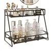 Organizador de escritorio, tocador, estante de almacenamiento para cosméticos, lavabo, almacenamiento de doble capa para baño para artículos de tocador y productos para el cuidado de la piel