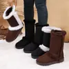 Botas de nieve transfronterizas de suela gruesa, piel y pelo integrados, estilo invernal, forradas de felpa y engrosadas, botas de caña alta cálidas para personas menudas, adecuadas para el Noreste