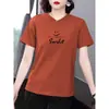 Camiseta Feminina de Manga Curta, Estilo Verão Fino, Novo Modelo 2026, Corte Solto, Esconde a Barriga, Camiseta Top Versátil
