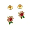 Brincos de Flor Coloridos com Zircônia Estilo Francês, Brincos de Flor Românticos Pastorais de Luxo Leve, Brincos Versáteis para Mulheres com Temperamento Fresco e Doce