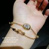 Italiano Vintage Esculpido Borboleta Gem Pulseira Vintage Banhado a Ouro 18K Pigeon Egg Zircon Pulseira Colar
