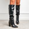 En stock-Botas de Invierno 2024 para Mujer, Estilo Europeo y Americano, con Tacón Grueso Puntiagudo, Hasta la Rodilla