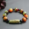 Pulseira de Contas Dzi de Nove Olhos de Guan Yu Pulseira de Ágata Preta Fábrica de Joias de Cristal Atacado Dropshipping S3063001