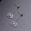 Pendientes de plata S925 con borlas azules quemadas retro de Golden Deer King, venta al por mayor, pendientes de plata con ágata roja del sur de moda para mujer.