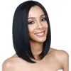 Comercio exterior Peluca europea y americana para mujer de pelo corto Mechas castañas corte bobo pelo corto liso cara redonda flequillo lateral set de cabello de fibra química