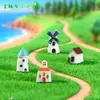 Casa Molino de Viento Musgo Adornos Micro Paisaje Decoración Suculenta Paisajismo Manualidades Creativas Casa Castillo