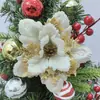 Flores Decorativas de Natal Transfronteiriças Adequadas para Guirlandas de Cipó e Decorações de Árvore de Natal, Podem Ser Equipadas com Hastes de Flor com Clipe, em Estoque do Fabricante