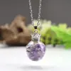 Colar com Pingente de Pedra de Cristal Cabeça de Coroa Cristal Branco Ametista Colar Pingente Frasco dos Desejos Pingente Atacado