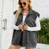 Chaleco Vaquero Casual de Capa para Mujer con Solapa, Botones al Frente, Bolsillos Grandes Tridimensionales y Cintura Ajustable - Comercio Exterior Transfronterizo Europeo y Americano Amazon