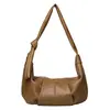 2026 Estilo Coreano Grande Capacidade Retrô Couro Macio Plissado Bolsa de Bolinho Estilo Preguiçoso Casual para o Dia a Dia Ombro Único Transversal