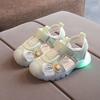 Sandálias Baotou Infantis 24 Verão Novo Meninos e Meninas Sapatos de Praia Bebê Sola Macia Sapatos para Crianças Pequenas com Luzes para Crianças Pequenas e Médias