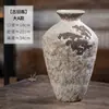 Jingdezhen Wabi-sabi Branco Arroz Mancha Marrom Cerâmica Vaso de Flores Retro Textura Envelhecida Suporte para Flores Estudo Prateleira de Exibição Recipiente de Mesa