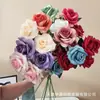 3 flores de rosa artificiales para decoración del hogar, arreglo floral para pasillo de ceremonia de boda, decoración de pared de fondo de hotel