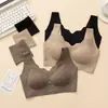 Conjunto de ropa interior sin costuras personalizada para mujer, sin varillas, minimiza bustos grandes, talla extra, sujetador y top deportivo con soporte y que embellecen la espalda