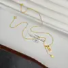 Collar de Ábaco Chapado en Oro Estilo Chino Paz y Alegría Cadena para Clavícula Joyería Elegante Moda Versátil