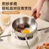 Tazón de acero inoxidable para fideos instantáneos para una persona, olla pequeña con asa desmontable, olla casera para fideos instantáneos, tazón para ensaladas, tazón para batir huevos, madera de nogal