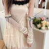 Meias 3/4 Lolita Vento de Ballet Proteção Solar Listradas Boca de Bolha Finas Estilo Japonês Menina com Laço Cobertura para Perna