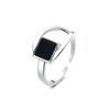 Anillo Geométrico Cuadrado Negro Coreano Alto Frío Oscuro Genial Guapo Abierto Anillo Único Anillo Cuadrado de Plata Tailandesa para Mujer