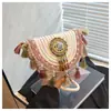 Bolsa de Grama Tecida Estilo Vintage Transfronteiriça 2026 Primavera/Verão Novo Estilo Étnico Nicho Bolsa de Mão com Franjas Bolsa Transversal de Balde