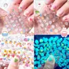 30 nuevas calcomanías luminosas para uñas transfronterizas traje de conejo flores coloridas amor fresa purpurina pegatinas para uñas al por mayor