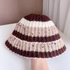 Gorro de Punto con Combinación de Colores Granulados Japoneses para Mujer, Invierno, Versátil, Casual, Gorro de Pescador, Gorro Cálido de Lana