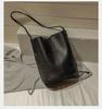2025 Nova Bolsa Balde Retrô Camurça Couro a Óleo Bolsa de Mão Bolsa Transversal Bolsa Feminina Grande Capacidade Bolsa de Compras