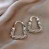 Pendientes con forma de U de diamante, dorados, plateados y con costuras, ligeros, lujosos, con forma de bolso, elegantes y con personalidad de celebridades de Internet.