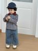 Ropa de Otoño para Bebé Niño 2026 Nuevo Otoño Estilo Coreano Ropa Infantil Conjunto de Sudadera a Rayas con Cuello y Jeans para Niños