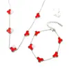 Set de Joyería de Acero Inoxidable de Cuatro Piezas, Trébol de Cuatro Hojas de la Suerte, Superventas Transfronterizo, Lujo Ligero, Versátil, Joyería de Moda para el Día a Día